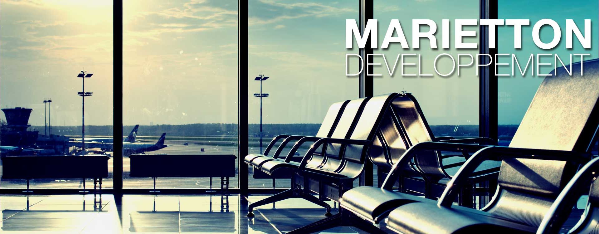 salle d'embarquement d'aéroport et lofo Marietton Développement