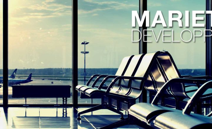 salle d'embarquement d'aéroport et lofo Marietton Développement