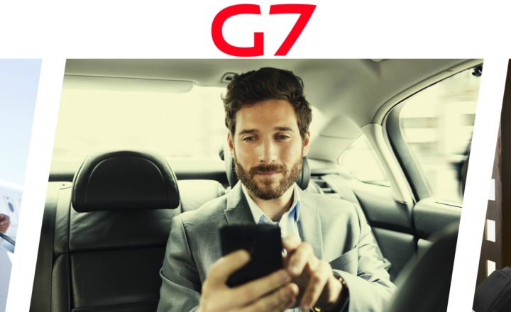 voyageurs d affaires en situation de mobilité et logo g7