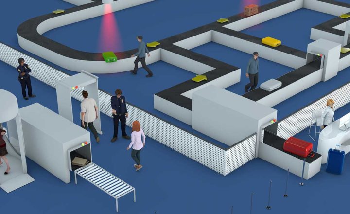 schema des controles de securité dans un aéroport