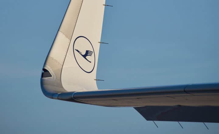 Bout d'aile d'un Airbus a321-neo de la Lufthansa